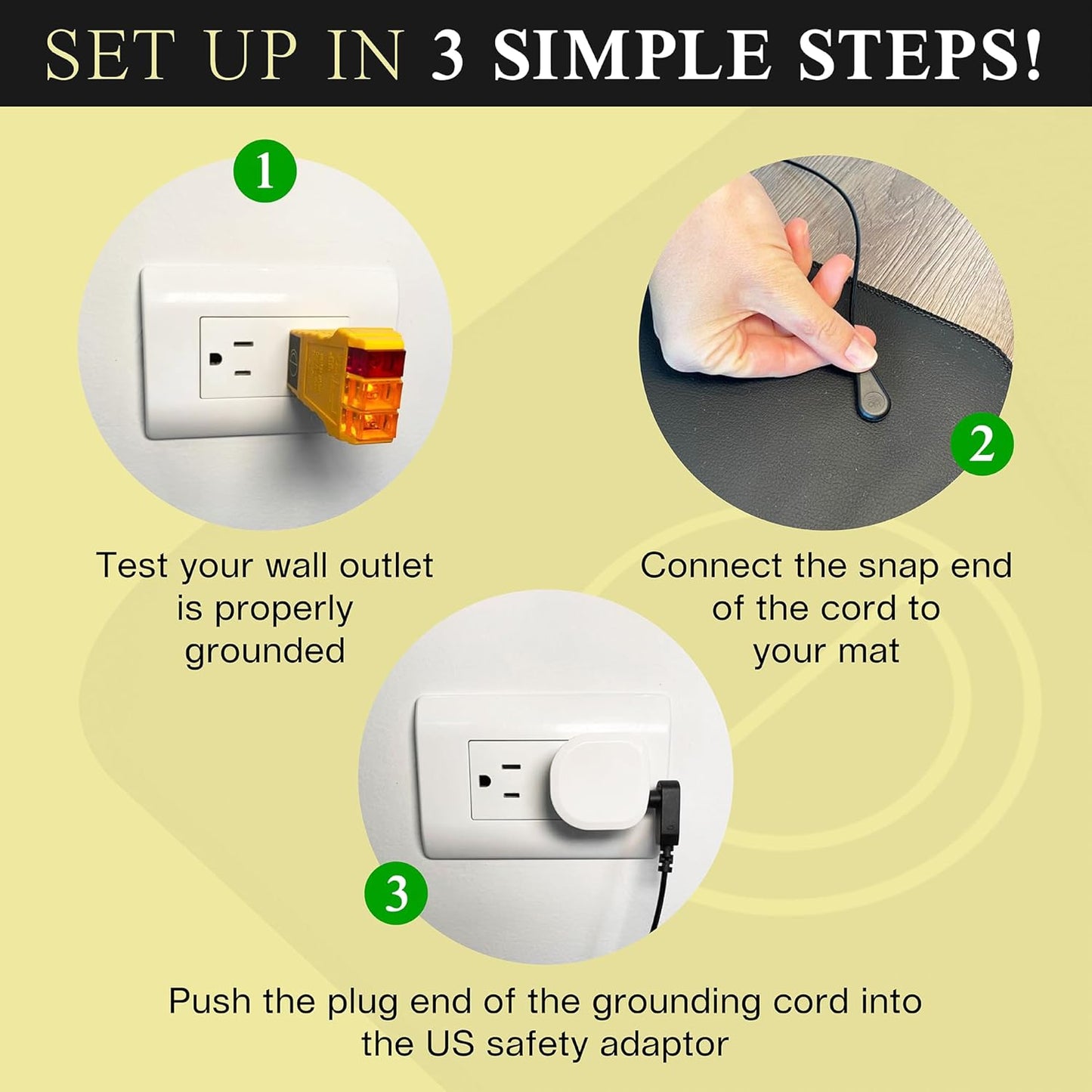 Grounding Mat for Feet (13X29In) – Earth Connected Wellness for Pain Relief, Muscle Tension & Relaxation – Travel Size Grounding Pad with Outlet Tester by