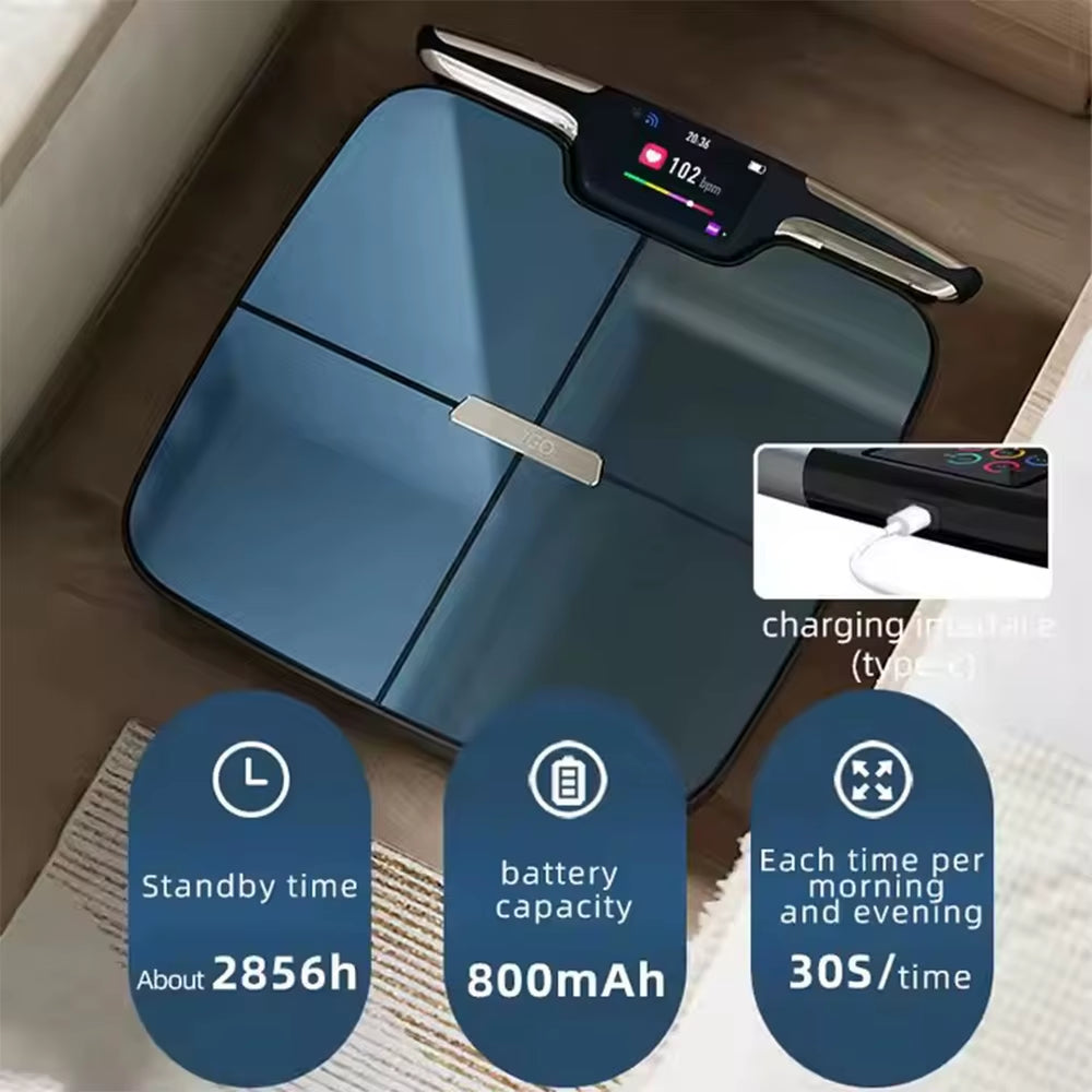 8 Electrodes Digital Smart WIFI Scale for Body Weight Fat Accurate BMI Muscle Mass 28 Body Composition Health Analyzer with App